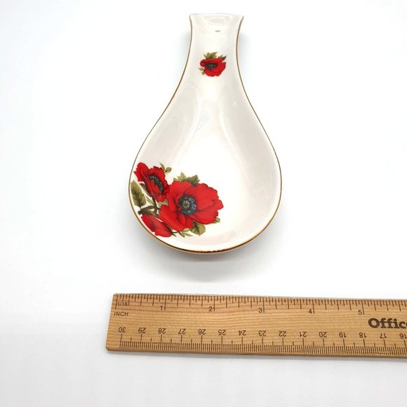 Poppy Pettertree Gracie China Spoon Rest Collection Red Floral Stove Cooking - Picture 6 of 6